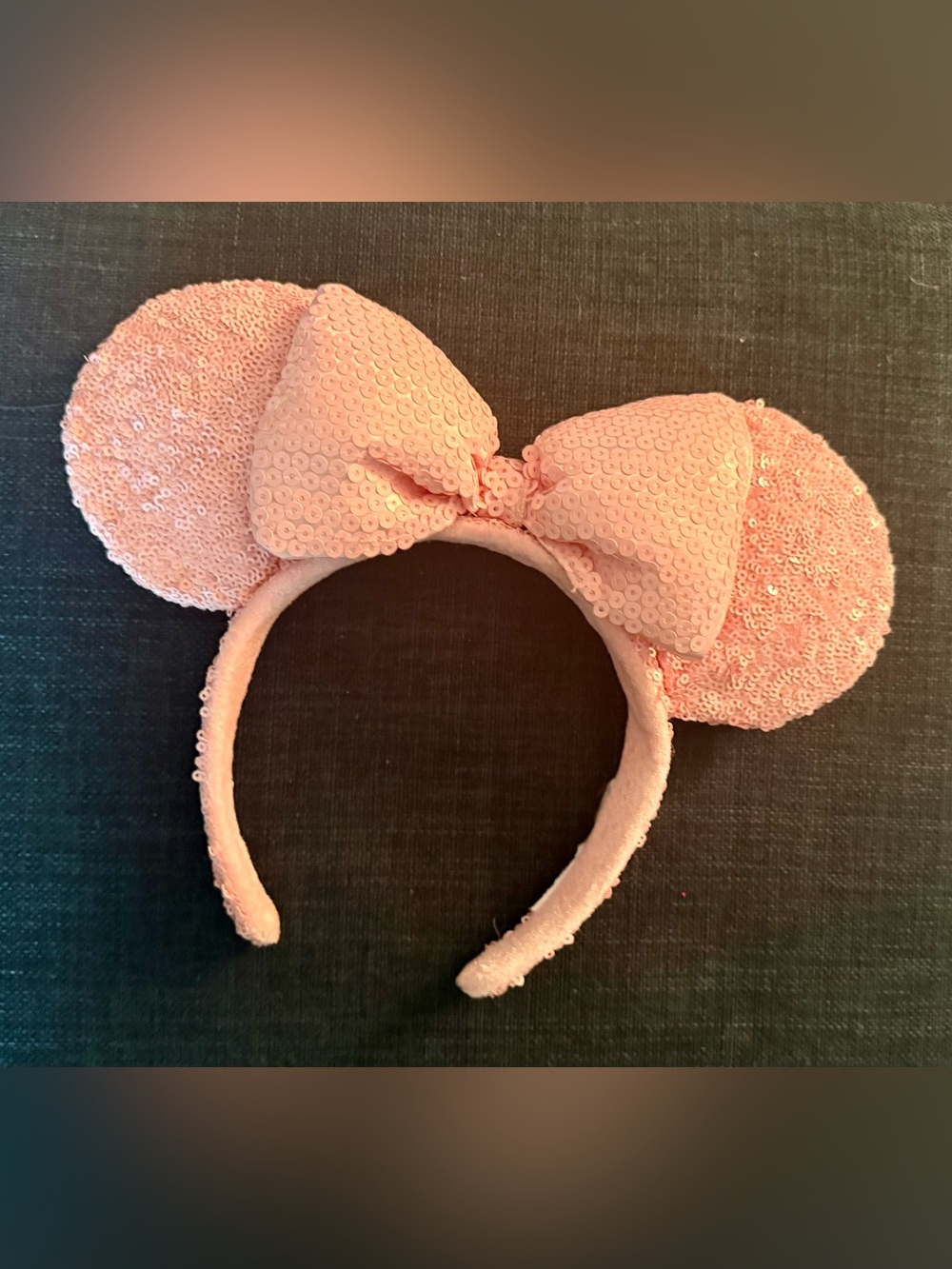 Disney Mononchrome Pink Sequin Bow Ear Headband